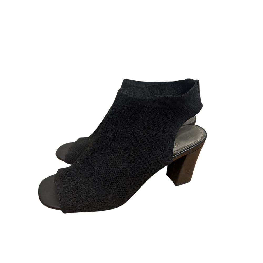 Onex Black Peep Toe Knit Stretch Heels Size 8 M - Picture 4 of 8